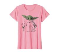 Star Wars The Mandalorian Grogu Portrait Illustration Camiseta, Mujer, Rosado, 3XL