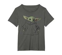 Star Wars The Mandalorian Grogu Portrait Illustration Camiseta, Mujer Tallas Grandes, Asfalto, 1XL Grande