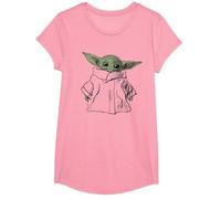Star Wars The Mandalorian Grogu Portrait Illustration Camiseta, Niñas, Rosado, L