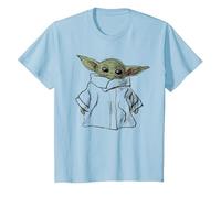 Star Wars The Mandalorian Grogu Portrait Illustration Camiseta, Niños, Azul Bebé, 3 años