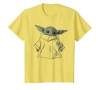 Star Wars The Mandalorian Grogu Portrait Illustration Camiseta, Niños, Limón, 2 años