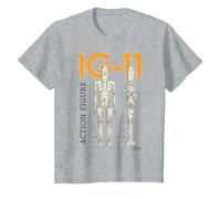 Star Wars The Mandalorian IG-11 Action Figure Schematics Camiseta, Niños, Gris Jaspeado, 8 años