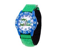 STAR WARS The Mandalorian Kids' Plastic Time Teacher Analog Quartz Nylon Strap Watch, Azul/Verde, tira