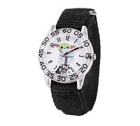 STAR WARS The Mandalorian Kids' Plastic Time Teacher Analog Quartz Nylon Strap Watch, Blanco/Negro, tira
