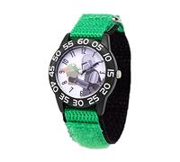 STAR WARS The Mandalorian Kids' Plastic Time Teacher Analog Quartz Nylon Strap Watch, Negro/Verde, tira