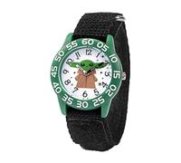 STAR WARS The Mandalorian Kids' Plastic Time Teacher Analog Quartz Nylon Strap Watch, Verde/Negro, tira