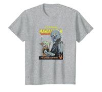 Star Wars The Mandalorian Mando and Grogu Camiseta, Niños, Gris Jaspeado, 12 años
