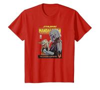 Star Wars The Mandalorian Mando and Grogu Camiseta, Niños, Rojo, 10 años