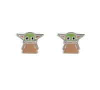 Star Wars The Mandalorian - Pendientes de tuerca de plata de ley esmaltada Grogu Baby Yoda, Plata de ley