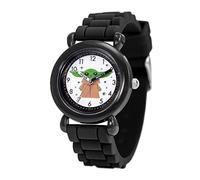 STAR WARS The Mandalorian - Reloj analógico de cuarzo con correa de silicona para niños, Negro -, Moderno