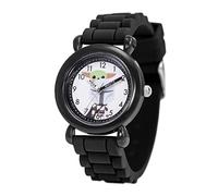 STAR WARS The Mandalorian - Reloj analógico de cuarzo con correa de silicona para niños, Negro/Negro, pulsera