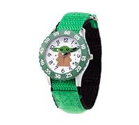 Star Wars The Mandalorian - Reloj analógico de Nailon para niños con Bisel de Acero Inoxidable, Verde, Moderno