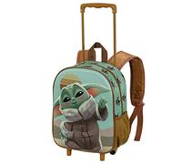 Star Wars The Mandalorian Say Hi-Mochila 3D con Ruedas Pequeña, Verde, 26 x 34 cm, Capacidad 12.5 L