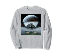 Star Wars The Mandalorian Season 3 Coruscant & Starfighters Sudadera, Unisex para Adultos, Gris Jaspeado, L