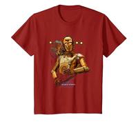 Star Wars The Rise of Skywalker Babu Frik with C3PO Camiseta, Niños, Arándano, 8 años