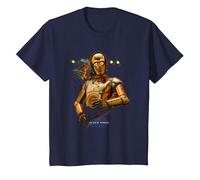 Star Wars The Rise of Skywalker Babu Frik with C3PO Camiseta, Niños, Azul Marino, 12 años