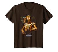 Star Wars The Rise of Skywalker Babu Frik with C3PO Camiseta, Niños, Marrón, 4 años