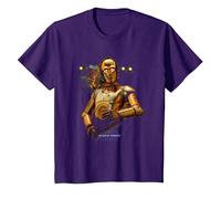 Star Wars The Rise of Skywalker Babu Frik with C3PO Camiseta, Niños, Morado, 2 años