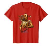 Star Wars The Rise of Skywalker Babu Frik with C3PO Camiseta, Niños, Rojo, 12 años