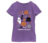 STAR WARS Vader Trooper Ghost Spookiest in The Galaxy Girls Heather T-Shirt, Purple Berry, Medium