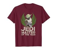 Star Wars Yoda Jedi Master of The Year Camiseta, Hombre, Granate, M