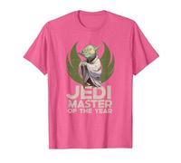 Star Wars Yoda Jedi Master of The Year Camiseta, Hombre, Rosa Jaspeado, S