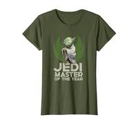 Star Wars Yoda Jedi Master of The Year Camiseta, Mujer, Verde Oliva, S