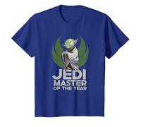 Star Wars Yoda Jedi Master of The Year Camiseta, Niños, Azul Real, 12 años