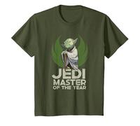 Star Wars Yoda Jedi Master of The Year Camiseta, Niños, Verde Oliva, 12 años