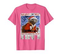 Star Wars Yoda Naughty Or Nice Flyer - Camiseta navideña Camiseta, Hombre, Rosa Jaspeado, L