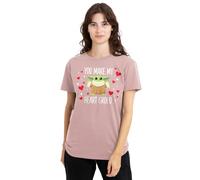 Star Wars You Make My Heart Grogu Ladies T Shirt, Pink Camiseta, Rosa, XXL para Mujer