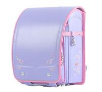 Star-Wind Randoseru Ransel Mochila escolar japonesa automática para niños y niñas, piel sintética, ligera, cubierta impermeable, Púrpura, Japonés