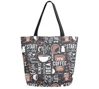 Star Your Day with The Coffee Bolsa de compras de comestibles reutilizable Bolsa de lona Bolsa grande plegable lavable Bolso de hombro para mujer