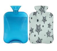 Star Zebra Botella de agua caliente a rayas con tapa, bolsa de agua caliente transparente de 2 l para compresas frías calientes, calentador de manos y pies, alivio del dolor de cuello y hombros