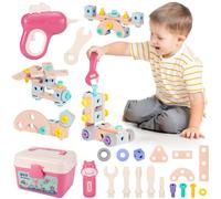 Staranry 146 Piezas Taller Mecanico Juguete con Destornillador Eléctrico, Herramientas Juguete, Montessori Construcción Educativos Juguetes, Herramientas Regalo para Niños Niñas 3 4 5 6 Años