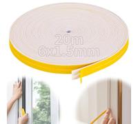 Staranry 6 mm (B) x 1.5 mm (D)/20 m (L) Burlete Puerta Entrada, Burlete Ventana, Burletes para Ventanas, Junta De Goma, Burlete Persiana para Anti Frío, Aislante, Ruido y Colisión(Blanco)