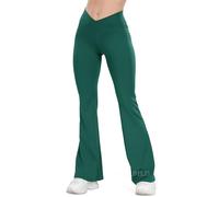 STARBILD Bootcut Leggings Deportivos para Mujer, Pantalones Sport con Corte de Bota, Yoga Pants Acampanados Campana para Fitness e Casual, V Cintura Cruzada - Verde S