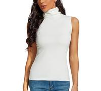 STARBILD Chaleco Sin Mangas para Mujer Cuello High Buenas Casual para Camiseta Blusa Camisetas De Tirantes Sin Mangas Elegante y Básica Color Sólido Chaleco Tops S-XXXL,sin Mangas-Blanco L
