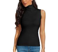 STARBILD Chaleco Sin Mangas para Mujer Cuello High Buenas Casual para Camiseta Blusa Camisetas De Tirantes Sin Mangas Elegante y Básica Color Sólido Chaleco Tops S-XXXL,sin Mangas-Negro S