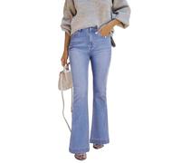 STARBILD Flared Vaqueros para Mujer Flared Fit con Bolsillos, Jeans High Rise Bootcut Pantalones Evasé, Bolsillo con Tapa - Azul Claro XL