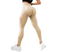 STARBILD Leggings Deportivos Sin Costuras para Mujer, Pantalones Sport Cintura Alta, Mallas Deporte para Fitness Gym Pilates, Sexy sin Costura - Beige M