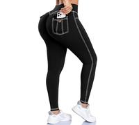 STARBILD Mallas Deportivos Push Up con Bolsillos para Mujer, Slim Pantalones Yoga Cintura Alta, Cargo Leggings Deporte Fitness Pilates Casual, Negro M