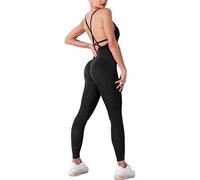 STARBILD Mono Anticelulítico para Mujer, Jumpsuits Deportivo Sexy Push Up, Traje de Yoga para Gimnasio, M4180-Negro 2XL