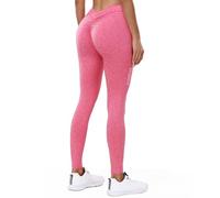 STARBILD Mujer Leggings Deportivos sin Costuras, Mallas Deporte Cintura Alta, Pantalones Yoga Sport Fitness Pilates, V Back - Rosa M