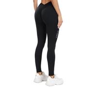 STARBILD Mujer Leggings Deportivos sin Costuras, Mallas Deporte Cintura Alta, Pantalones Yoga Sport Fitness Pilates, V Back - Negro XL