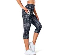 STARBILD Mujer Mallas Deportivas 3/4 Cintura Alta Elástico, Pantalones Capris Deporte Leggings Yoga Fitness Gym, K9900 - con Bolsillos - Camuflaje L