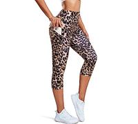 STARBILD Mujer Mallas Deportivas 3/4 Cintura Alta Elástico, Pantalones Capris Deporte Leggings Yoga Fitness Gym, K9900 - con Bolsillos - Leopardo S