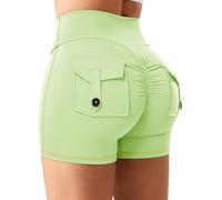 STARBILD Shorts Deportivo Cargo Push Up Mujer, Leggings Corto Cintura Alta Scrunch Butt con Bolsillos pour Gym Fitness Yoga, Cargo - Verde S