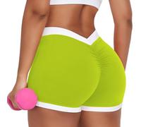 STARBILD Shorts Deportivos Mujer Push Up Glúteos - Hotpants Sexy Scrunch Butt - Leggings Cortos Vida Alta para Gimnasio Yoga Fitness Gym - Verano Moda, Diseño en V Trasero - Verde XS