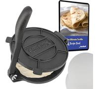 StarBlue - Prensa Para Tortillas En Hierro, 20 Cm De Diámetro, 100 Piezas De Papel Engrasado Y Libro Electrónico De Recetas, Ideal Para Hacer Chapatis, Tortillas Y Rotis Indios